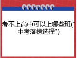 考不上高中可以上哪些班("中考落榜选择")
