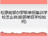 松原前郭尔罗斯单招集训学校怎么样(前郭单招学校如何)