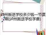 泸州叛逆学校多少钱一节课啊(泸州叛逆学校学费)
