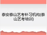 泰安泰山艺考补习机构(泰山艺考培训)