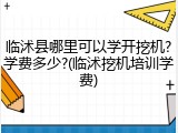 临沭县哪里可以学开挖机?学费多少?(临沭挖机培训学费)