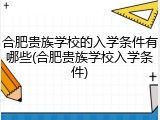 合肥贵族学校的入学条件有哪些(合肥贵族学校入学条件)