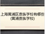 上海黄浦区贵族学校有哪些(黄浦贵族学校)