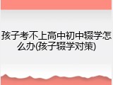 孩子考不上高中初中辍学怎么办(孩子辍学对策)