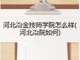 河北冶金技师学院怎么样(河北冶院如何)