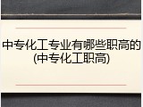 中专化工专业有哪些职高的(中专化工职高)