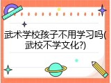 武术学校孩子不用学习吗(武校不学文化?)