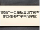 邯郸广平县单招集训学校有哪些(邯郸广平单招学校)