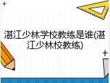 湛江少林学校教练是谁(湛江少林校教练)
