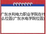 广东水利电力职业学院在什么位置(广东水电学院位置)