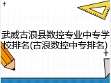 武威古浪县数控专业中专学校排名(古浪数控中专排名)
