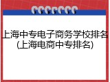 上海中专电子商务学校排名(上海电商中专排名)
