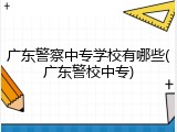 广东警察中专学校有哪些(广东警校中专)