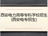 西安电力高等专科学校招生(西安电专招生)