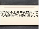 觉得考不上高中就放弃了怎么办呀(考不上高中怎么办)