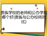 贵族学校的老师和公办学校哪个好(贵族与公办校师对比)