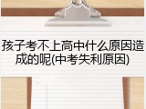 孩子考不上高中什么原因造成的呢(中考失利原因)