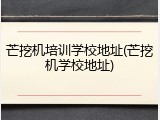 芒挖机培训学校地址(芒挖机学校地址)