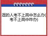 混的人考不上高中怎么办(考不上高中咋办)