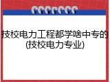技校电力工程都学啥中专的(技校电力专业)