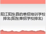 阳江阳东县的单招培训学校排名(阳东单招学校排名)