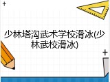 少林塔沟武术学校滑冰(少林武校滑冰)