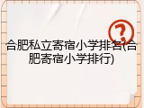 合肥私立寄宿小学排名(合肥寄宿小学排行)
