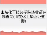 山东化工技师学院毕业证在哪查询(山东化工毕业证查询)