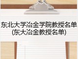 东北大学冶金学院教授名单(东大冶金教授名单)