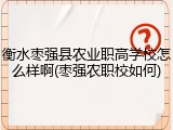 衡水枣强县农业职高学校怎么样啊(枣强农职校如何)