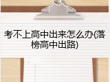 考不上高中出来怎么办(落榜高中出路)