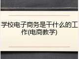 学校电子商务是干什么的工作(电商教学)