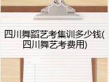四川舞蹈艺考集训多少钱(四川舞艺考费用)