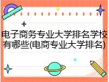 电子商务专业大学排名学校有哪些(电商专业大学排名)