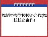 舞蹈中专学校校企合作(舞校校企合作)