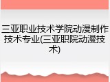 三亚职业技术学院动漫制作技术专业(三亚职院动漫技术)