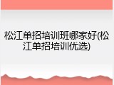 松江单招培训班哪家好(松江单招培训优选)