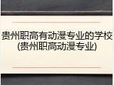贵州职高有动漫专业的学校(贵州职高动漫专业)