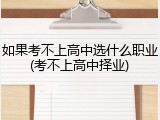 如果考不上高中选什么职业(考不上高中择业)