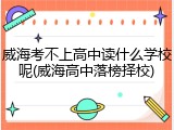 威海考不上高中读什么学校呢(威海高中落榜择校)