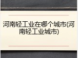 河南轻工业在哪个城市(河南轻工业城市)