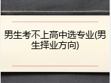 男生考不上高中选专业(男生择业方向)