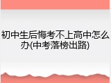 初中生后悔考不上高中怎么办(中考落榜出路)