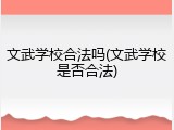 文武学校合法吗(文武学校是否合法)