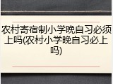 农村寄宿制小学晚自习必须上吗(农村小学晚自习必上吗)
