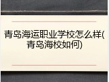青岛海运职业学校怎么样(青岛海校如何)