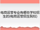 电商运营专业有哪些学校招生的(电商运营招生院校)
