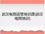 武汉电商运营培训课(武汉电商培训)