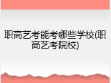 职高艺考能考哪些学校(职高艺考院校)