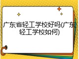 广东省轻工学校好吗(广东轻工学校如何)